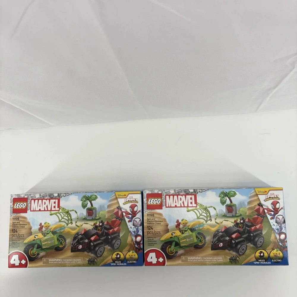 Lot Of 2 LEGO Spider-Man: Spin and Electro‎ Dinosaur Vehicle Chase Set #11198